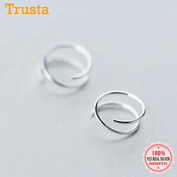 

TrustDavis Real 925 Sterling Silver Fashion Minimalist Clip Earrings For Women Wedding Party Fine Geometric Jewelry Gift DS449