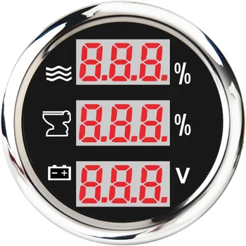 

Waterproof Universal 3 in 1 Multi-Function Digital Gauge Water Level Gauges Waste Holding Tank Indicator Voltmeter With Alarm