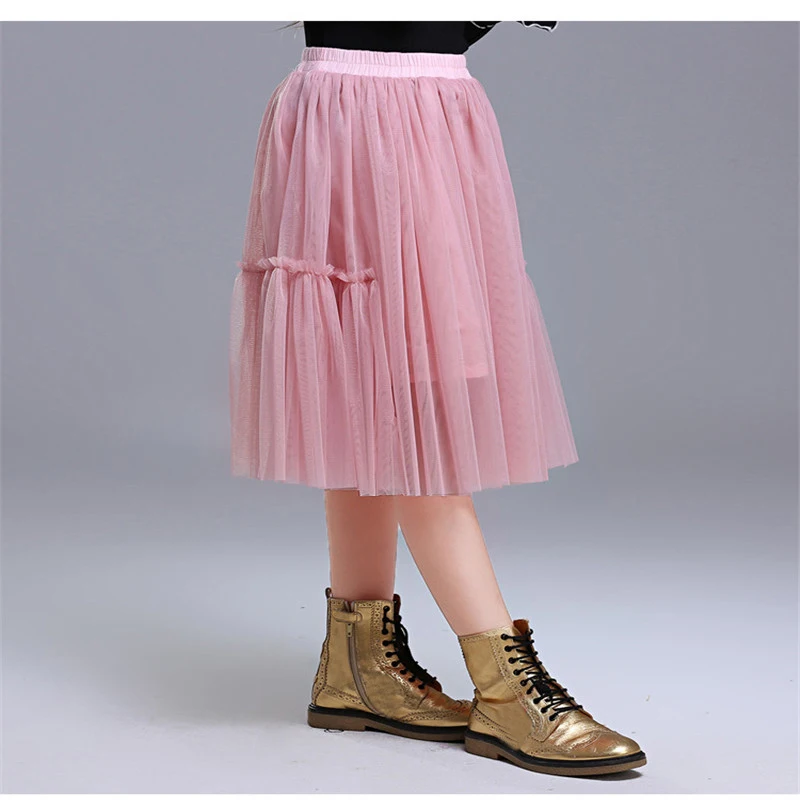 Kids Skirts For Girls Cotton Lace Tutu Pleated Black Pink Gray Children's Clothing 4 6 8 10 12Y Pettiskirt Party Clothes ballet tutu skirt,children skirts