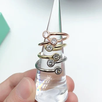 

1:1 925 sterling silver zircon simple style ring ladies logo original brand high quality jewelry holiday party gift