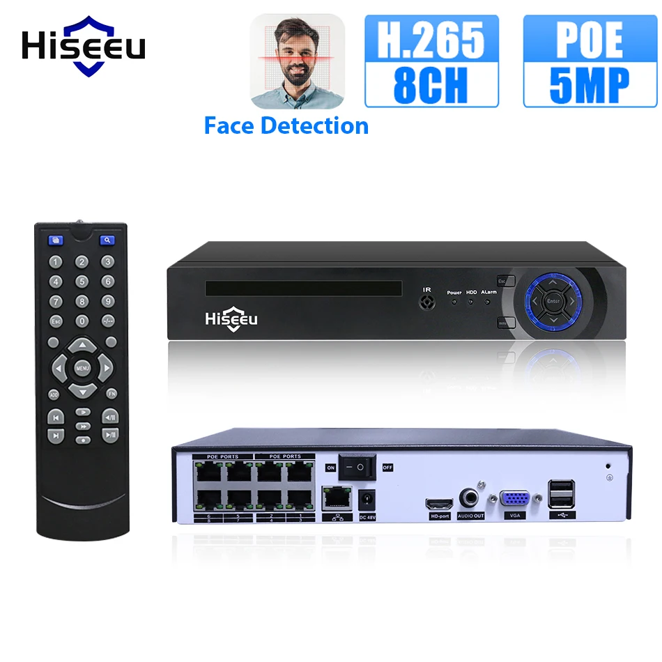 Камера видеонаблюдения Hiseeu H.265, 4/8 каналов, POE, NVR, IP, P2P ONVIF, 5 МП, сетевая камера, видеорегистратор, распознавание лица|Видеорегистратор для видеонаблюдения|   | АлиЭкспресс