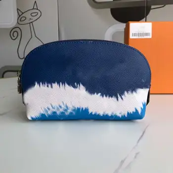 

11 colors Luxury Designer Shell Zippy Cosmetic Bag Louie Vuiton toiletry Pouch Women Genuine Leather AAA grade louis makeup bag