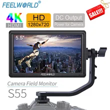 Монитор для цифровой зеркальной камеры FEELWORLD S55, 5,5 дюйма, 4K, HDMI, ЖК-дисплей IPS HD 1280x720, полевой монитор для съемки фильмов