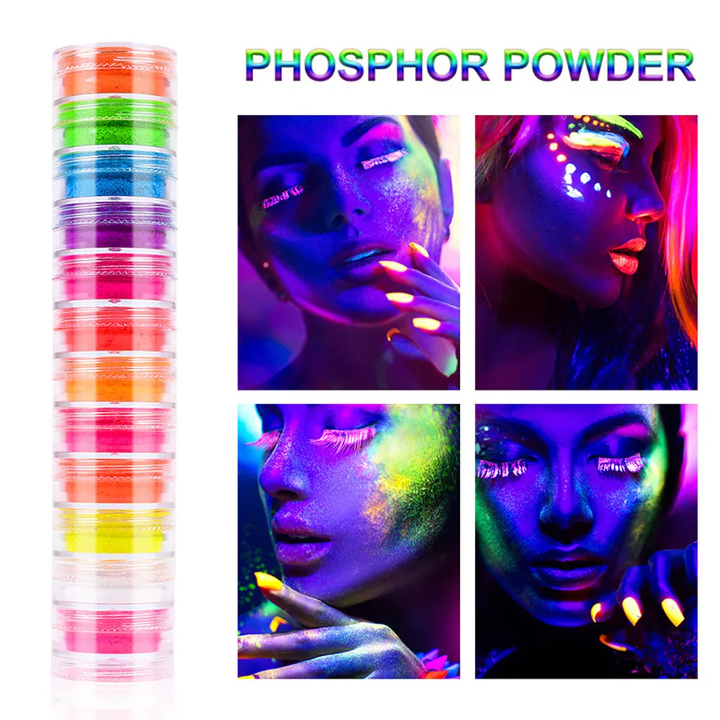 Neon Pigment Nail Powder Dust Glitter Gradient Iridescent Acrylic Luminous Fluorescent Glow in the Dark | Красота и здоровье