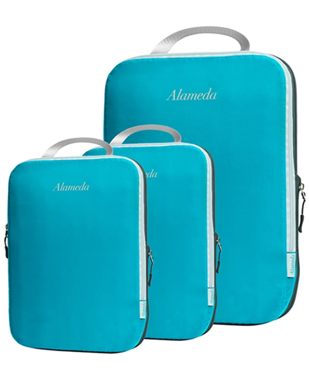 Компрессионная упаковка для багажа, сумка для путешествий, 3 шт. в комплекте, органайзер для багажа, водонепроницаемые аксессуары для путешествий - Цвет: Blue-3Pcs
