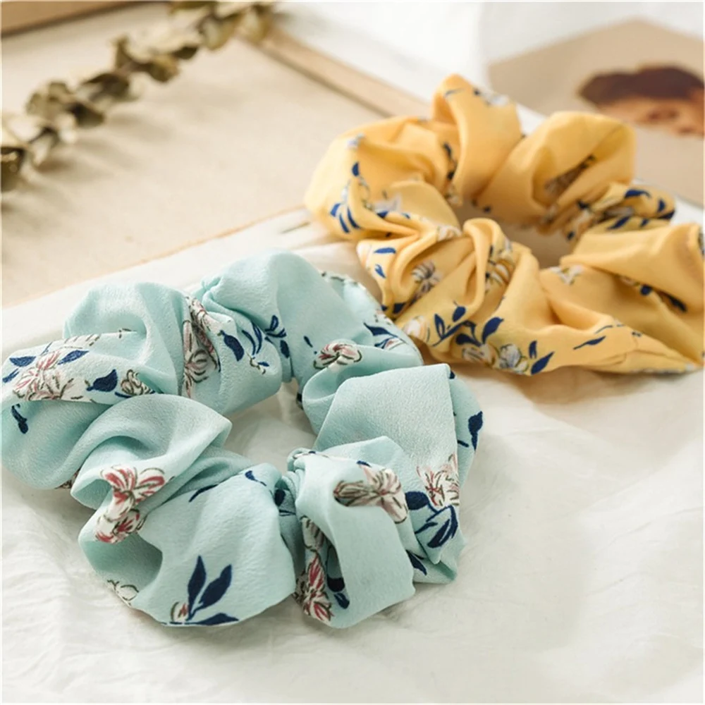 New Arrival Floral Hair Scrunchies Turban Hairband Hair Ties for Women Girls Ponytail Holder Flower Printed Hair Accessories