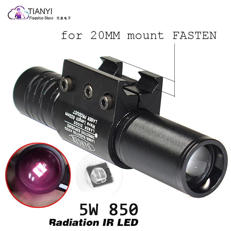 

10W IR 850nm LED IR LED Flashlight Torch Long Range Infrared Hunting Light Night Vision Torch IN Mount Pressure Switch gun mount