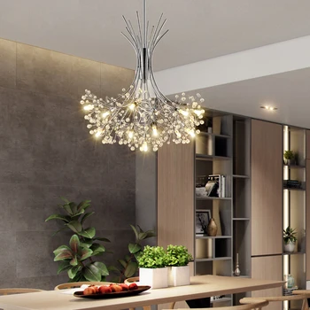

LED chandelier lighting Nordic restaurant chandelier modern clothing store bedroom lamps 96v-220v living room crystal chandelier