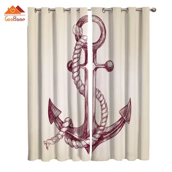 

Anchor Hemp Rope Sailor Navigation Old Heavy Travel Window Curtains Living Room Outdoor Fabric Drapes Curtain Home Decor