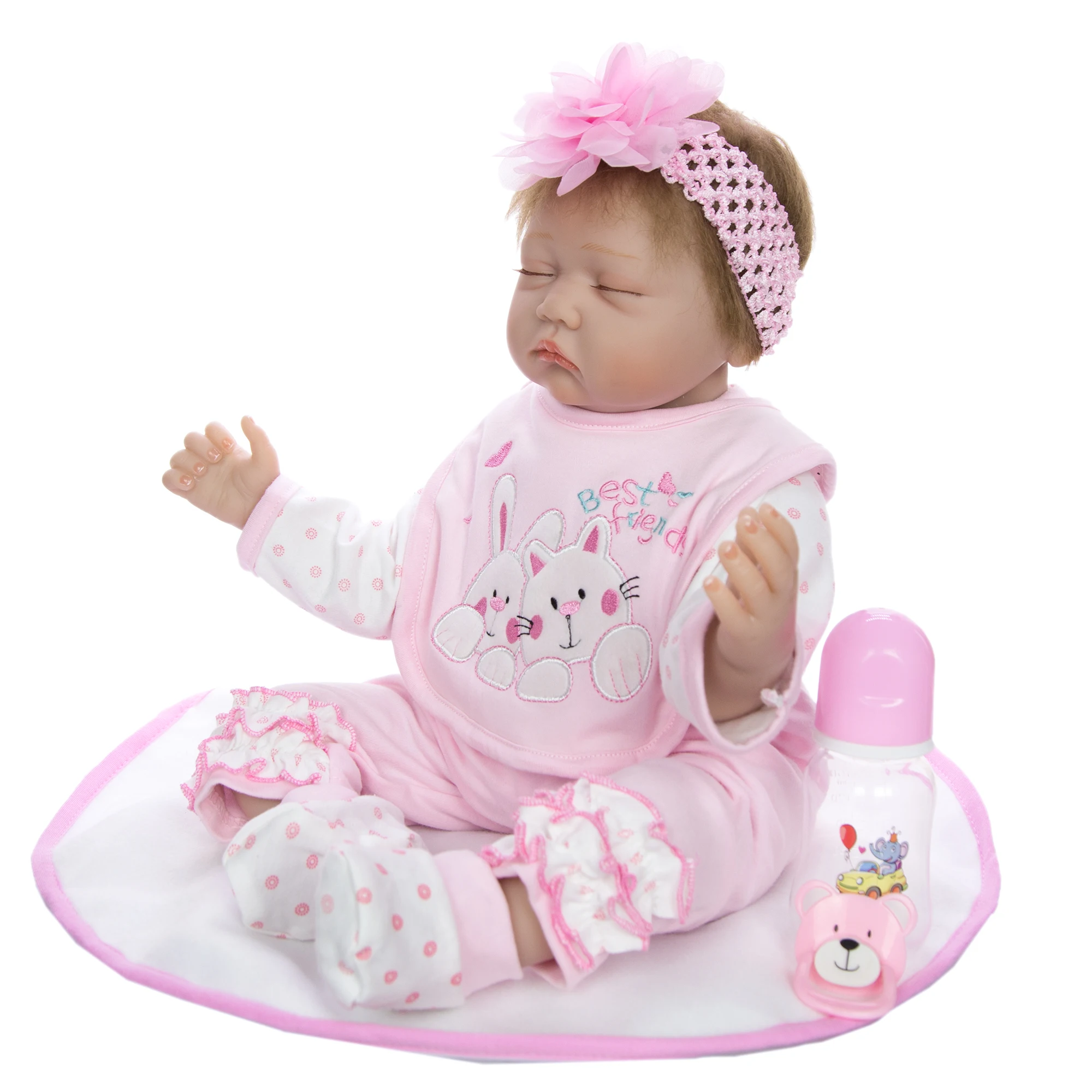 Handmade Babies Reborn Dolls 22'' 55 cm Cloth Body Stuffed Closed Eyes Newborn Toddler Doll Fashion Toy Kids Best Playmate Gifts