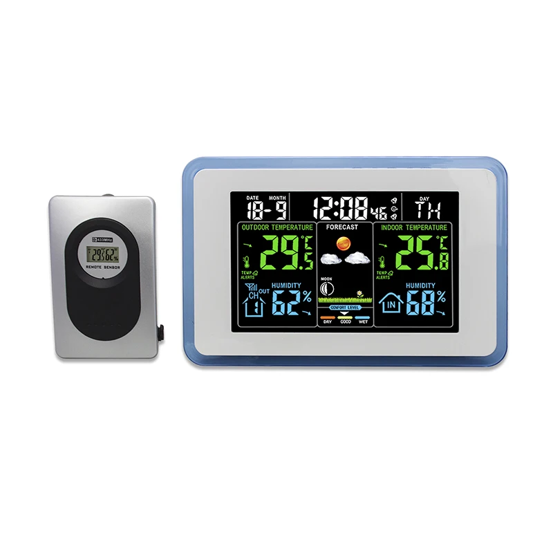 

JIMEI H168G-COLOR Wireless Indoor outdoor Weather Forecast Station with Alarm color display therymometer hygrometer