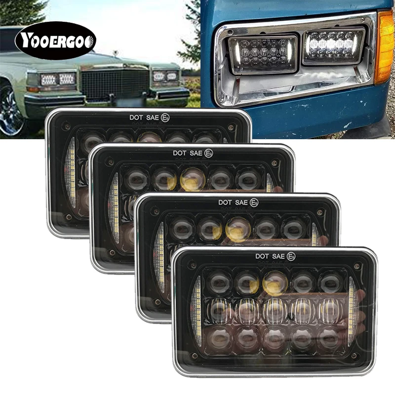 

4X4X6 "светодиодный фары лампы квадратных фар W/ DRL глаза заменить HID для Kenworth H4651 H4652 H4656 H4666