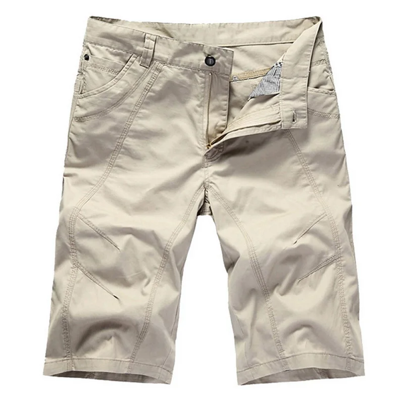 Deals Summer Men Casual Shorts Solid Cotton Short Pants Military Zipper Cargo Male Shorts Tactical Pocket Clothing Short Men