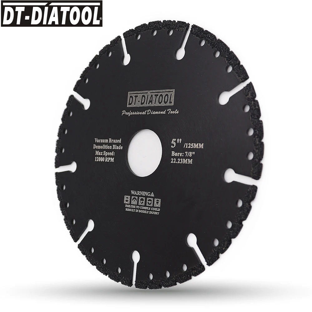 DT-DIATOOL 1pc Dia 125mm/5 Vacuum Brazed Diamond Saw Blade All Purpose Cutting Disc For Steel Iron Rebar Reinforced Concrete