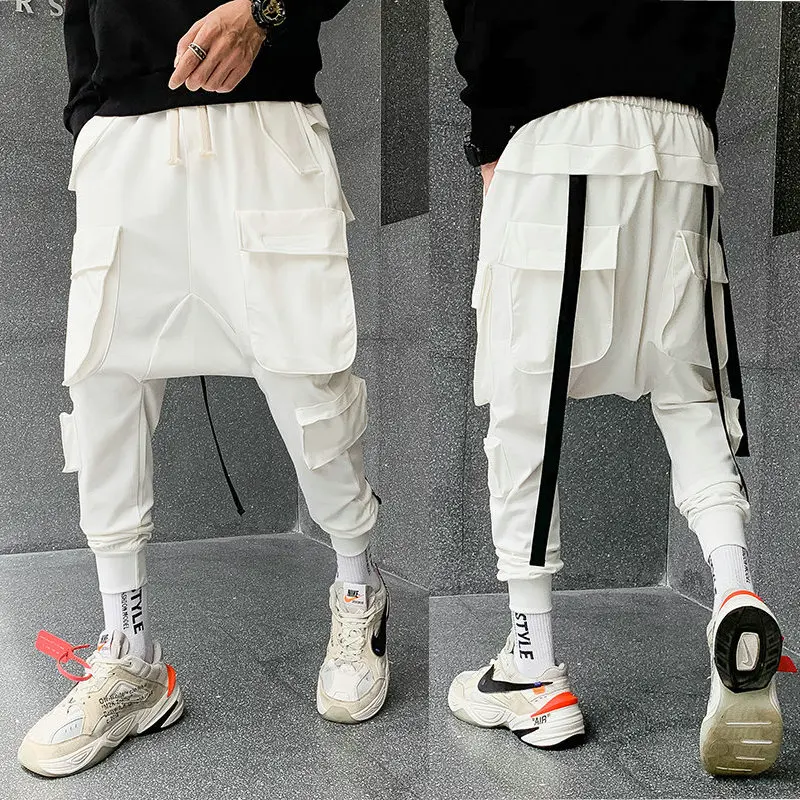 

New Big Pockets Cargo Pants Men 2019 Streetwear Hip Hop Ribbons Joggers Pants Men Japanese Style Casual Track Pants Fashions