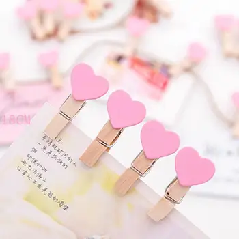 

10Pcs/Pack Mini Heart Love Wooden Clothes Photo Paper Peg Pin Clothespin Craft Postcard Clips House Wedding Decoration