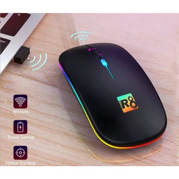 

LED Colorful Light Ultra-thin Wireless Mouse chargeable Lightweight Portable Rechargeable Mute Mouse Mice for Laptop PC