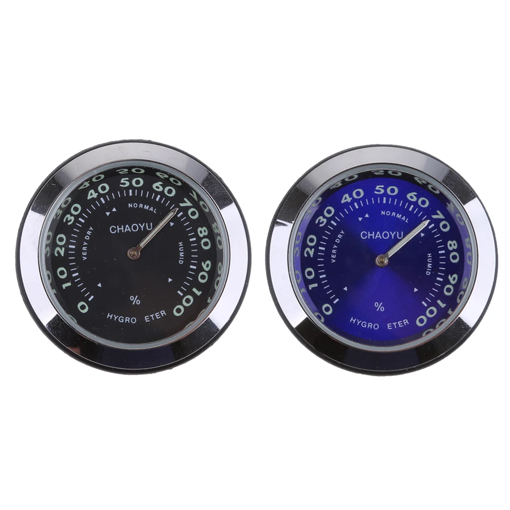 2pcs Car Decoration Clock Auto Hygrometer Decoration Clock Black
