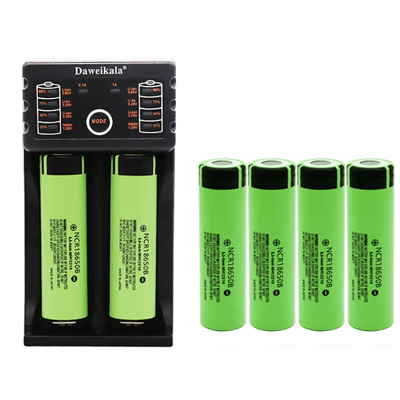 Original NCR18650B 3.7 v 3400 mah 18650 Lithium Rechargeable Battery For Flashlight batteries+1PCS 18650 charger