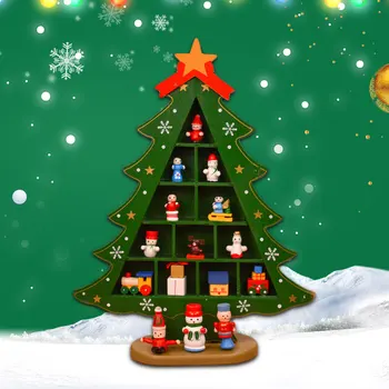 

Christmas Decorations Wooden Christmas Tree Creative Scene Layout Ornaments Three-dimensional Red Xmas Table Desktop Decoration