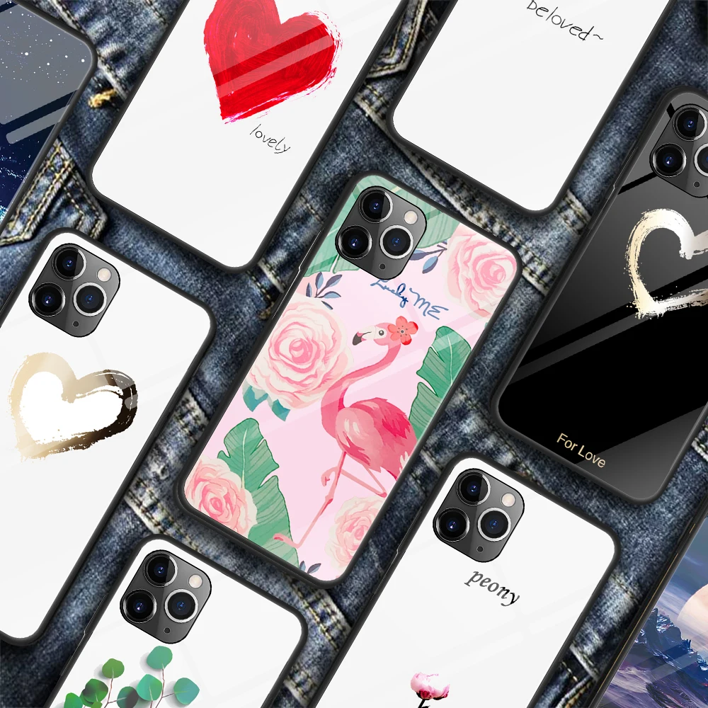 Чехол из закаленного стекла с градиентным рисунком для iPhone 11 Pro Max 6 6S 7 8 Plus чехол