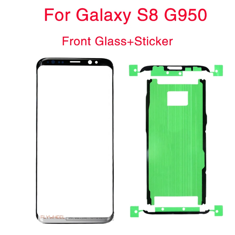 S8 Sticker 1 шт. экран Сенсорная панель Замена для samsung Galaxy S8 S9 S10 Plus G950F G960 G965 передняя внешняя стеклянная линза с наклейкой+ инструмент - Цвет: S8 Sticker