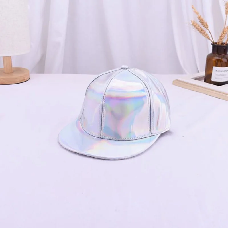 패션 남여 실버 레이저 야구 모자, 여성 남성 힙합 홀로그램 Casquette 무지개 농구 모자 H35