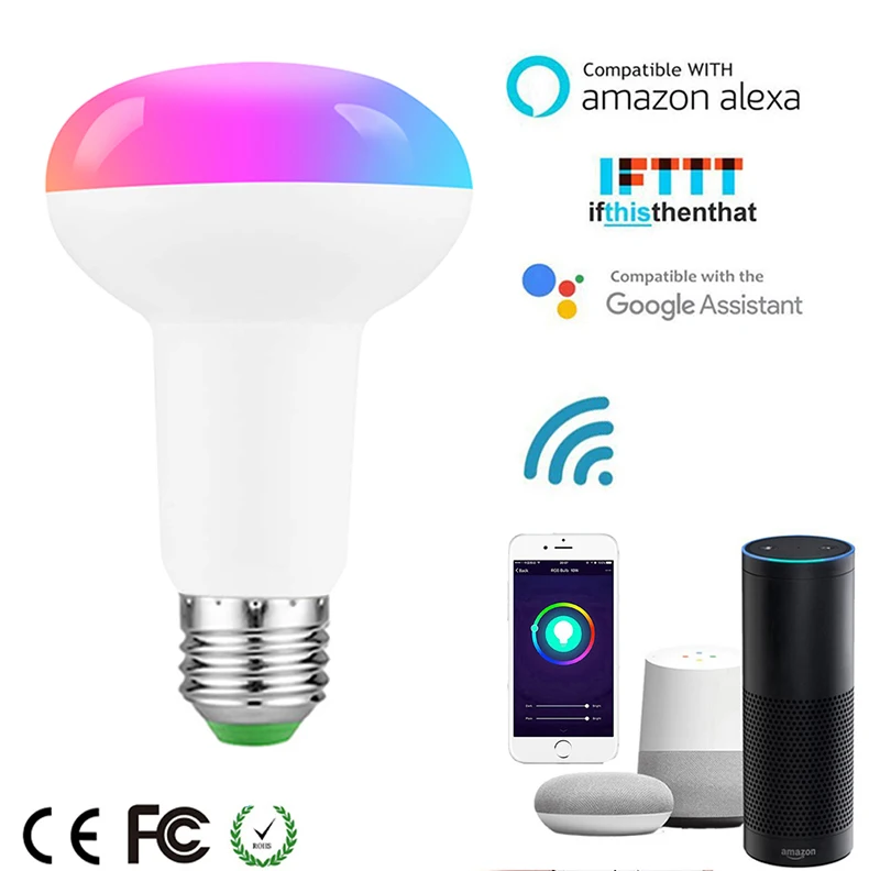 

9W WiFi Smart Light Bulbs Multicolor RGB+CW 2700K-6500K Dimming E27 E26 B22 LED Bulb Alexa Google Voice Control Smart Life APP