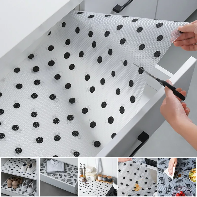 Esterilla para cajones, a prueba de aceite, humedad, zapatos de mesa, revestimiento para estantes, esteras, almohadillas de papel antideslizantes, impermeable, 1 rollo de 45x 122cm