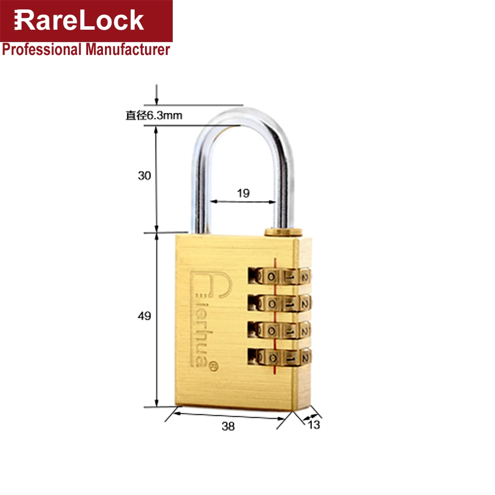 Brass Combination Padlock 38mm 4 Digit Password Gym Locker Bag Storage Box Air Cabinet Lock Rarelock 384 aa photo