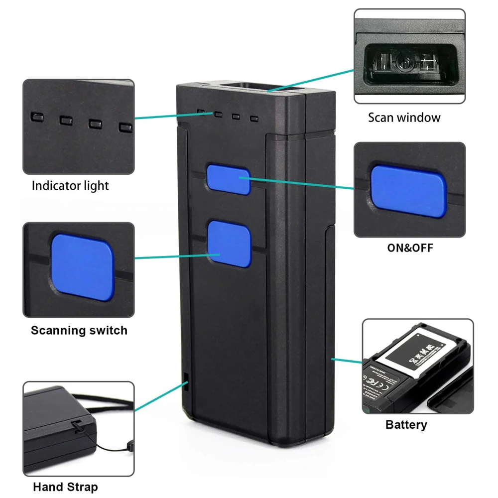 color scanner Bluetooth Barcode Scanner,1D Laser Portable Bluetooth Wireless USB Wired 3 in 1 Barcode Scanner with 16M Memory cam scanner