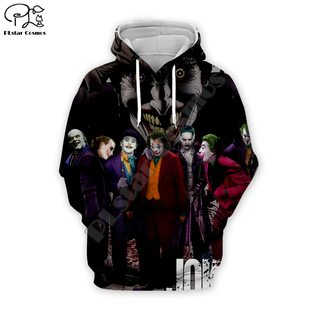 

Men women 2019 Halloween costumes haha joker 3d print Hoodies Sweatshirts hooded Joaquin Phoenix Harajuku zipper pullover