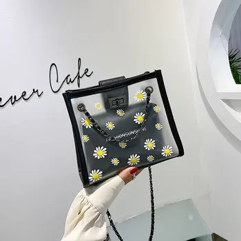 

Daisy Transparent Handbag jelly Tote Bag for Women 2020 Cute Shoulder Bag Composite Purses and Handbags Clear Messenger Bags