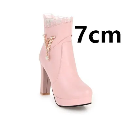 d Cresfimix botas femininas/женские классические розовые ботинки на высоком каблуке высокого качества; женские повседневные Зимние удобные пикантные вечерние ботинки; B6055 - Цвет: d