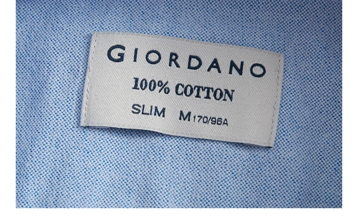 Giordano мужская приталенная рубашка slim fit，из натурального хлопка, с длинными рукавами