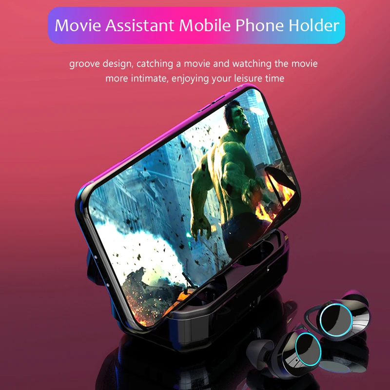 G02 TWS 5.0 Bluetooth Earphone 9D Stereo Wireless Earphones IPX7 Waterproof Earphones oortjes LED Smart Power Bank Phone Holder