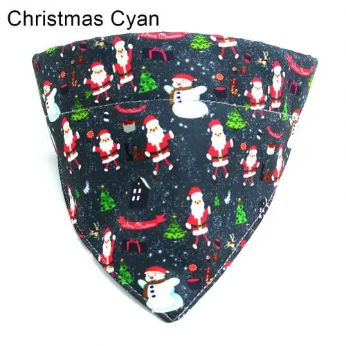 Christmas Cyan Слюнявчик для собак, бандана с рождественской елкой Сантой и снеговиком, нагрудник, треугольный шарф, шейный платок для маленьких и средних животных - Цвет: Christmas Cyan