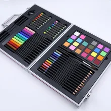 64 шт./компл. подарок для ребенка развивающие Набор для рисования с карандаш, кисточка эскиз карандаш акварели порошок ластик серый/розовый/черный ящик