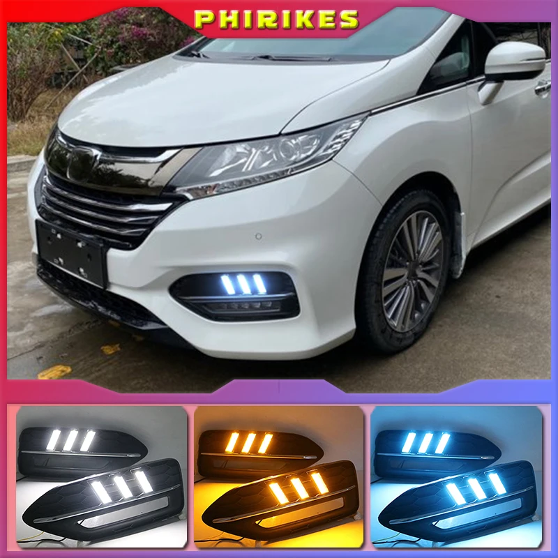

For Honda Odyssey 2018 White Daytime light Yellow Turn Signal Light Blue Lamp Car LED DRL Daytime Running Light