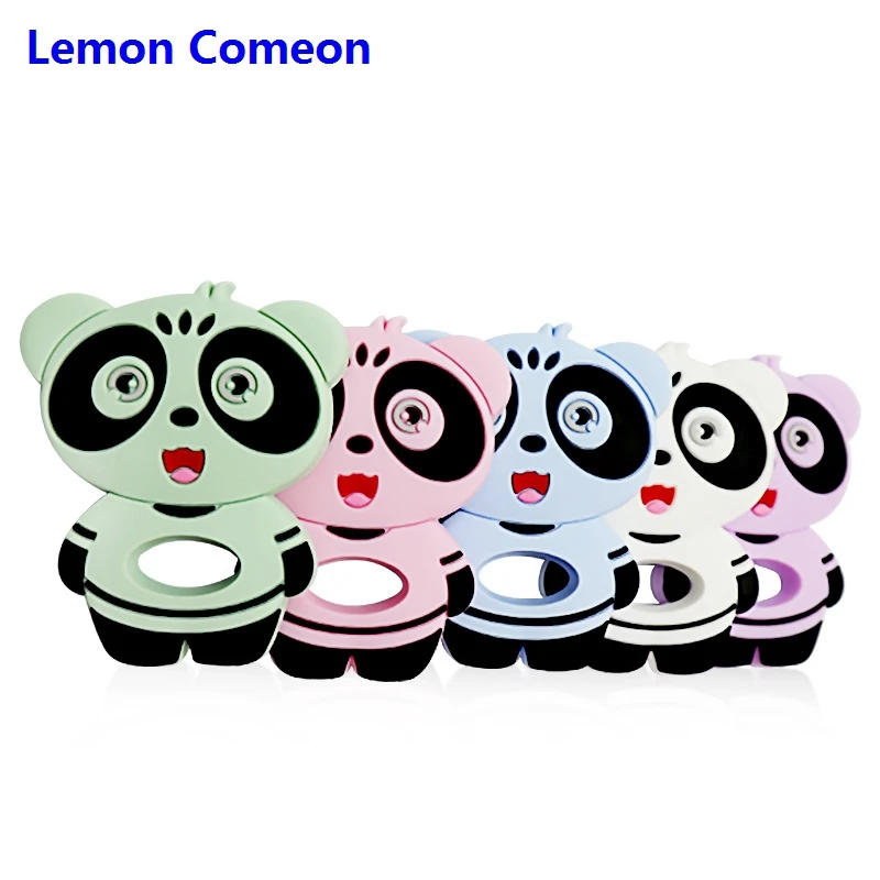 Силиконовые Прорезыватели с лимоном Comeon Panda, милые животные, сенсорные жевательные игрушки, сделай сам, без бисфенола, силиконовые прорезыватели, подвеска для новорожденных, продукт 1 шт