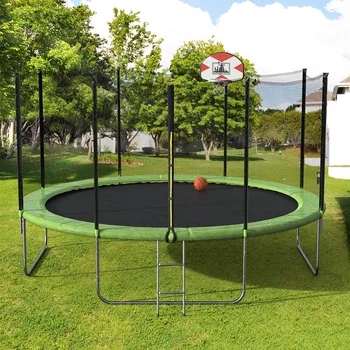 

High Quality 16FT Trampoline Home Children Indoor Commercial Trampoline Outdoor Adult Trampoline Outdoor with Safety Net Green