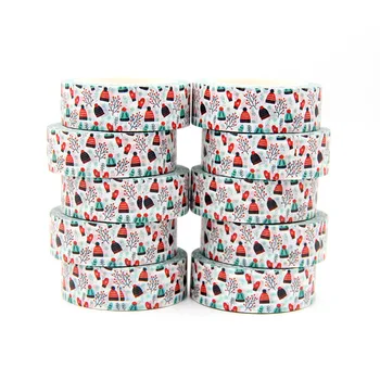 

New 10pcs/set 15MM*10M Red and Black Hat Gloves Trees Washi Tape stickers DIY Scrapbooking Masking Tape School Office Supply