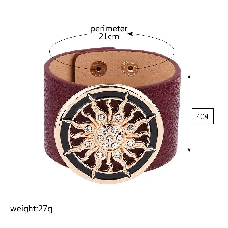 Fashion Leather Bracelets for Women Wide Circle Buckle Bracelet & Bangles Adjustable Wrap Bracelet Couple Jewelry Gift Leather Braided Bracelet,Leather Bracelet,Pearl Leather Bracelet