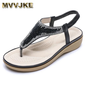 

MVVJKE 2020New Design Simple Size 35-42 Women Sandals Comfortable Non-Slip Platform Summer Fashion Rhinestone Casual Shoes Women