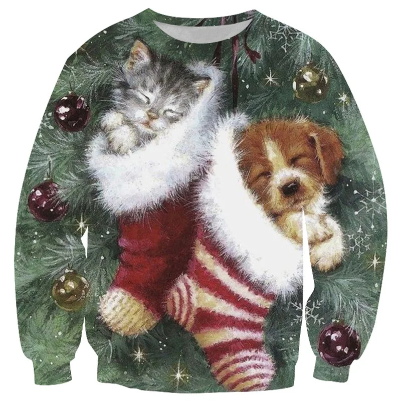 Уродливый Рождественский свитер для женщин/мужчин Kersttrui Pull De Noel Свободный пуловер 3D мультфильм косплей Зимние Топы Одежда Джерси Mujer - Цвет: GK227