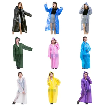 

Adult Men And Women Thickened EVA Raincoat Sleeves Wide Mouth Military Green Solid Color Raincoat For Outdoor Tour Hiking