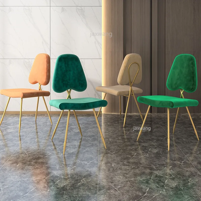 

Fashion Nordic Gold Iron Dining Chair Modern Design Dressing Table Chairs Makeup Stool Living Room Chair Multicolor Bar Chair