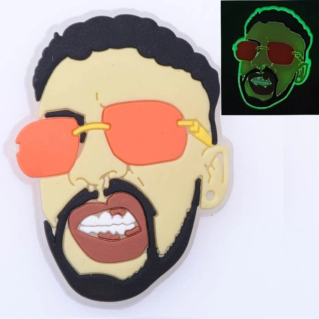 1pcs Glow in The Dark Croc Shoe Charms PVC Noctilucence Accessories Decoration Bad Bunny for Clogs JIBZ Button Charm Kids Gifts p2668