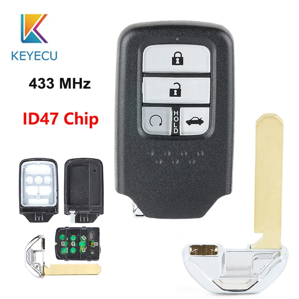 KEYECU для Honda Civic новая Замена дистанционный смарт ключ-брелок 4 кнопки 433 МГц ID47 чип