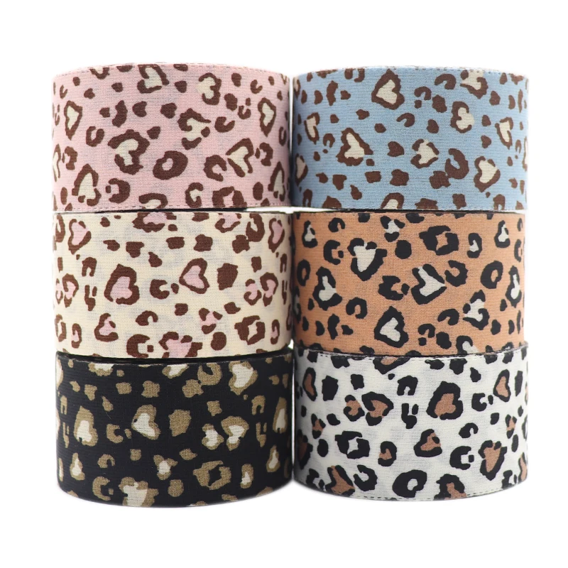 Leopard Layering Cloth Fabric Ribbon 10 Yards 1" 25MM 1.5" 38MM Handmade Tape Crafts DIY Hair Bow Tie Make Accessories 06302 ribbon decoration ribbon supplies